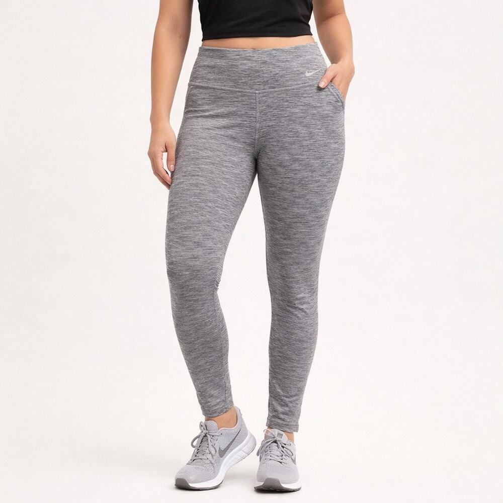 Nike Dri-FIT Heather Gray Training Leggings Women’s M High-Rise Activewear - Picture 1 of 5